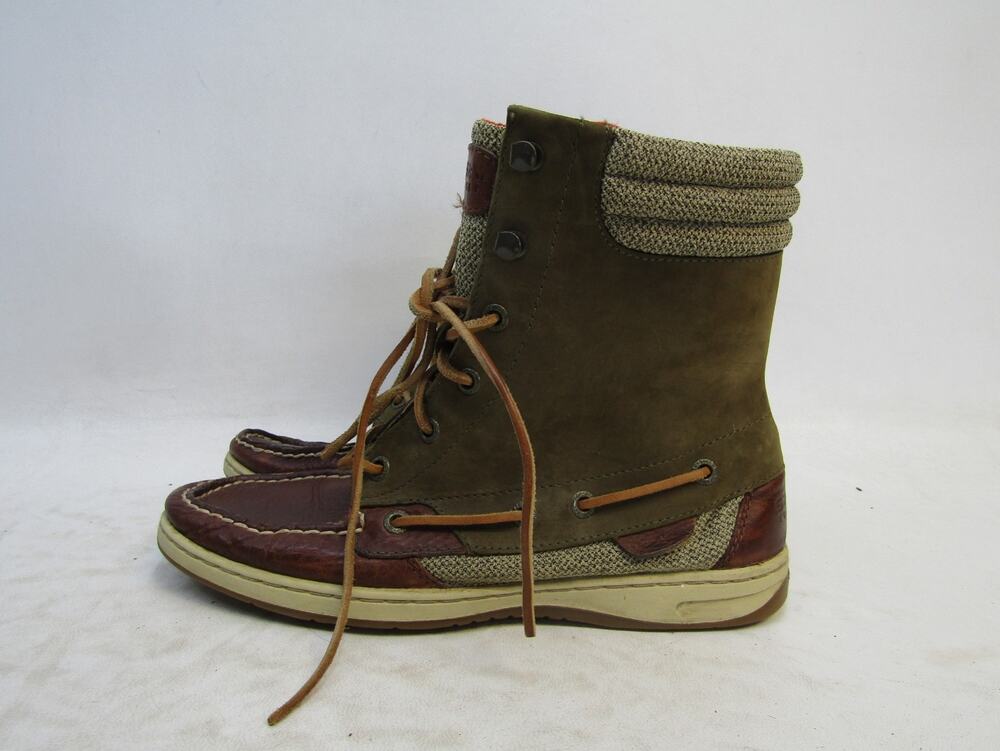 Sperry Top Sider Womens Sz 8 M Brown Leather Lace Up Ankle Fashion Boots Bootie